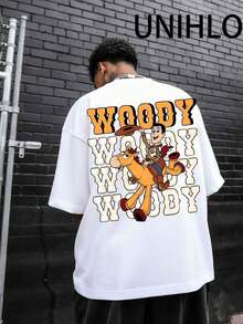 Disney UNIHLO   Print  Summer Casual Versatile Pure Cotton T-Shirt Suitable For Any Place - 白色 - 查看 2
