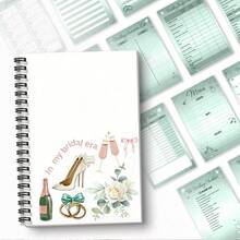 1 Wedding Planning Book Bridal Age Wedding Planning Handbook - Elegant Light Pink Spiral Binding Bridal Diary, Floral And Wedding Theme Design (Champagne Glass, Wedding Shoes Elements) - Bride/Bridesmaid Engagement Gifts, Wedding Planning Brochure And Anniversary Gifts A5 - 1pc - View 1
