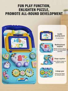 多功能婴儿学步车，带音乐，防翻滚，可坐可站，钢琴活动板，齿轮和形状学习，ABS材质，适合0-18个月宝宝的早教学步玩具，生日和圣诞礼物 - 彩色 - 查看 4