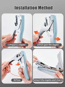 1 件手持式轻松订书机，多功能便携式手动金属装订器，符合人体工程学，适合家庭/学校/办公室使用 - 均碼 - 查看 5