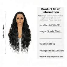 13x4 Lace Front High Temperature Fiber Long Straight Wig, Black Full Head Wig For Women, Coswigs - Black - View 4
