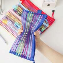 20/10/6 chiếc Túi đựng bút chì bằng nhựa, túi lưới có khóa kéo, dùng cho văn phòng phẩm, mỹ phẩm và trang điểm - màu sắc - Xem 1