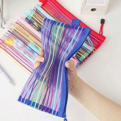20/10/6 chiếc Túi đựng bút chì bằng nhựa, túi lưới có khóa kéo, dùng cho văn phòng phẩm, mỹ phẩm và trang điểm