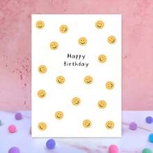 1pc Humorous Birthday Card, Featuring A High-Quality Print This Cheerful Birthday Greeting Card Showcases Yellow Faces - One Size Fits All - View 7