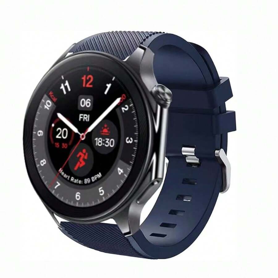 1 Pack 22mm Silicone Bands, Compatible With Samsung Gear S3 Frontier/Classic Watch Silicone Bracelet, Sports Silicone Band Strap Replacement Wristband Compatible With Samsung Gear S3 Frontier / S3 Classic,Compatible With Huawei Watch 2 Pro/GT/GT2(46mm)/GT2E/GT2 Pro/Watch 3/3 Pro,22mm Universal Soft Silicone Watch Band - Deep Blue 3 - View 1