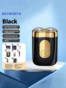 SKYWORTH 400mAh可充电电动剃须刀，IPX7级防水，干湿两用，全身可水洗，2个不锈钢刀片，一键启动，银色、黑色和蓝色可选，适合淋浴时使用，最大限度减少皮肤刺激。 - 彩色 - 查看 13