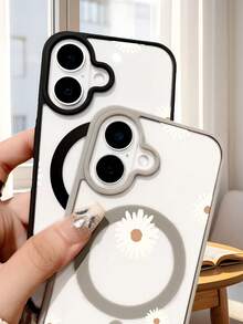 1pc White Daisy Floral Pattern Magnetic Phone Case Aesthetic Botanical Art Design Elegant For Flower Lover Birthday Bestie Compatible With Iphone 17 Pro Max 17pro 17Air 17 16 15 14 13 12 11 X XS XSMAX Plus Pro ProMax S25Ultra S25 S24 S23FE S22 Plus FE Case - 粉色 - 查看 4