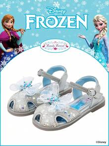 Disney Frozen Authorized Collaboration 1 Pair Children's Princess Sandals,  Princess Sandals, Anna Princess Sandals, Arendelle Princess Sandals, Suitable For Daily, Festival, Sports, Outdoor Wear, Comfortable, Non-Slip, Breathable - Silver - View 1