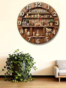 【10/12英寸静音挂钟】1个10/12英寸2D效果静音挂钟木质DIY钟 - 彩色 - 查看 6