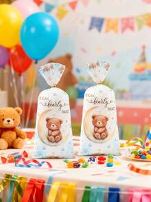 25/50个蓝色小熊婴儿派对回礼袋和糖果袋，可爱蓝色小熊设计甜点袋，适用于性别揭晓派对、婚礼、生日派对礼物包装、一周岁生日派对桌面装饰糖果袋、蓝色小熊主题生日派对中心装饰品、蓝色小熊包装、蓝色小熊装饰、婴儿派对回礼、婴儿派对装饰、性别揭晓派对装饰、婚礼装饰 - 藍色小熊 - 查看 5