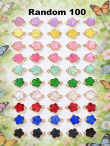5/10/20/30/50/100/200/300/400/500pcs Multi-Color Elegant Quatrefoil Flower Double Hole Pendant, Suitable For DIY Necklace, Bracelet, Earring, Key Chain, Phone Charm, Couple Gift Jewelry Making - Five-petal Flower - View 24