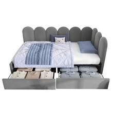 Sofa Bed Frame - Grey + Velvet + 90cm*190cm - View 10
