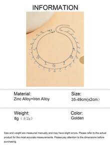 2 Stück/Set Stern & Mond Quaste Anhänger Halskette, modische zweischichtige Choker Halskette, handgefertigte verstellbare Länge Halskette geeignet für den täglichen Gebrauch, Dates und Fotoshootings - Silber - Übersicht 5
