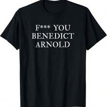180GSM Pure Cotton Printed T‑Shirt With F You Benedict Arnold Funny Sarcastic History Buff Theme, Knitted Craft, Breathable, Soft, Durable, Easy To Clean, Stain Resistant, Comfortable History Fan Wear - màu đen - Xem 1