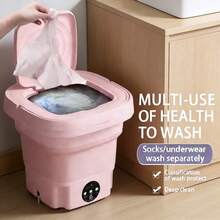 EdvElla Mini Lavadora Plegable Morada - Lavandería automática 2 en 1, portátil para alquileres y viajes. Operación sencilla, regalo práctico para estudiantes y jóvenes familias - Lavadora multifuncional rosa - Ver 6