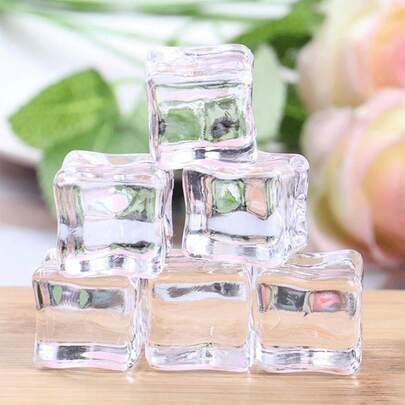 5pcs Transparent Acrylic Fake Ice Cubes, Artificial Crystal Ice Blocks For Photography Props And Home Decor