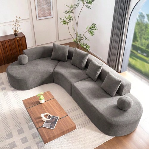 327cm Large, Thick, Fitted With A Sofa With A Knob And A Cloudy Couch, The Elegant Construction Is And One Of The Three-Tier Models, It Must Be Included, And It Cannot Be Left Behind. - Gray - View 1