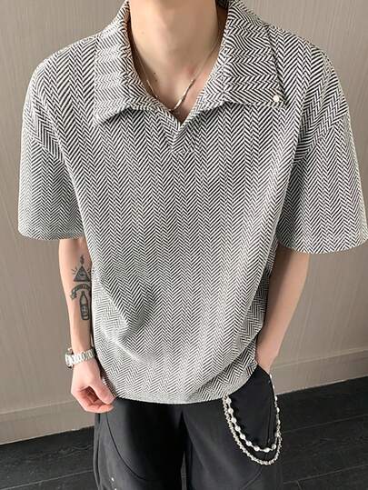 宽松短袖男士夏季复古美式V领休闲T恤