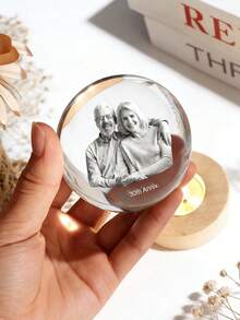 1pc Personalized Customized Photo Crystal Ball Night Light, Customized 3d Laser Engraved Crystal Ornament, LED Base With Colored Lighting,Customized Name And Text Commemorative Photo Atmosphere Light, Creative Gift, Mother'S Day, Father'S Day, Valentine'S Day Birthday Gift, Gift For Mother, Father, Lover, Baby, Bedroom, Bedside, Desk, Home Decoration Ornament - Multicolor - View 7