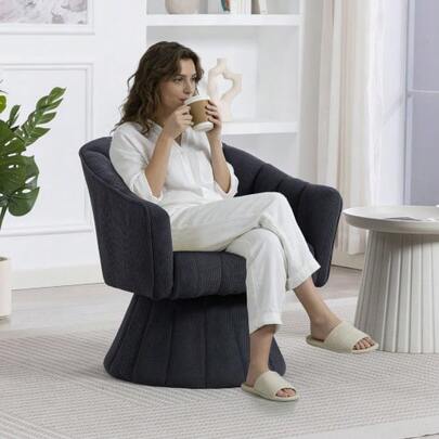 Elegant 360° Swivel Chair With Ergonomically Shaped Seat And Back Cushions, Wraparound Armrests, Modern Design And Stable Base, Ideal For The Office, Living Room Or Home Office. Dark Grey.