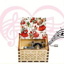 Strawberry Mouse Hand-Cranked Music Box - Wooden Battery-Free Music Box, Plays "You Are My Sunshine", Suitable As A Birthday Gift For Girls And Children - Strawberry Mouse Music Box - View 8