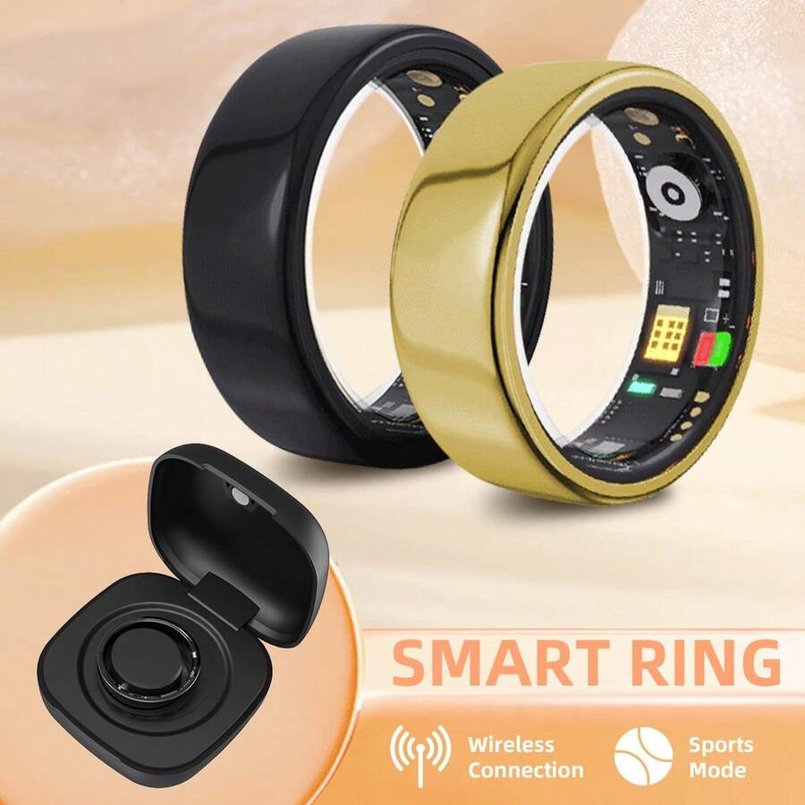 SIMSONLAB 2026 New Upgraded Water-Proof Smart Ring, Health Tracker, With Charging Compartment, Fitness, Steps, Distance, Calories, Sleep, Exercise, Remote Photo Control - Black - View 1