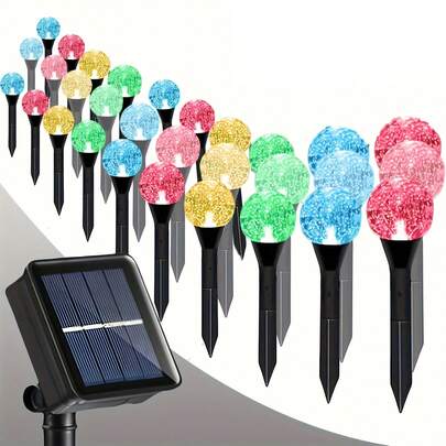 TTDHWW 30-Piece Outdoor Solar Light, Crystal Ball String Light, 19 Ft/6 M IP44 Lawn Light Strip With 8 Lighting Modes And Light-Sensitive Switch, Suitable For Garden, Patio, Path And Landscape Lighting.