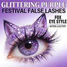Sparkle Purple Diamond Fox Lashes | Festival Cosplay Shimmery Fairy Eyelashes - Glitter Lashes - View 4