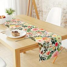 1pc Spring And Summer Watercolor Rose Table Flag, Restaurant Party Decoration Table Flag, Spring And Summer Printed Table Flag - Kiểu 1 - Xem 4