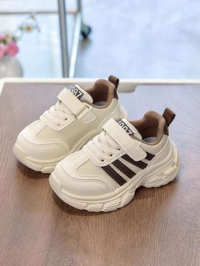 1 đôi giày thể thao da unisex cho trẻ em/trẻ nhỏ, đế mềm chống trượt, thoáng khí, thích hợp cho mùa xuân, hè, thu, đi hàng ngày, dễ dàng mang vào/tháo ra.