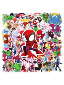 Marvel 50pcs, Interesting Spider Man Stickers, Cute Spider Man Stickers, Beautifully Decorated Small Stickers For Anime And Movie Peripherals, Suitable For Smartphones, Indoor Room Decoration, Laptops, Water Bottles, Notebooks, Bumpers, Skateboards, Phone Cases And Back To School Decoration, Parties. Decorative Stickers Are Suitable For Various Scenarios And Scratch Resistant (Some Styles Are Random) - Multicolor - View 5