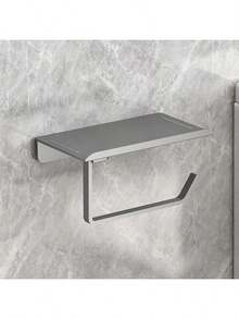 6.7 Inch (Approx. 17.0 Cm) Self-Adhesive Wall-Mounted Kitchen/Bathroom Paper Towel Holder With Storage Rack, Matte Black Toilet Paper Roll Dispenser - Multicolor - View 7