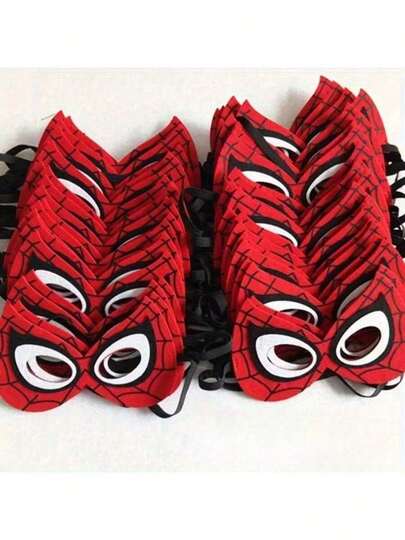 5pcs/Set Marvel Spider Man Party Costume Mask, Featuring Red And Black Mesh Design, Role-Playing, Stage Performance, And Themed Party Decorations, Classic Mask Design New Year's Gift, Valentine's Day Gift, Easter Gift