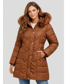 Nylon Parka Lined With Fur. - Rust Brown - View 2