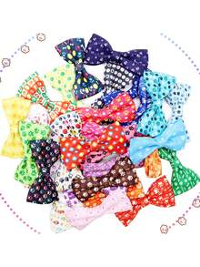 3/12件装多色D布艺宠物领带 - 可爱爪印/骨头图案及其他印花图案，适合狗狗和猫咪节日装扮，可爱风格宠物拍照道具，生日派对/节日庆典宠物时尚搭配 - 彩色 - 查看 4