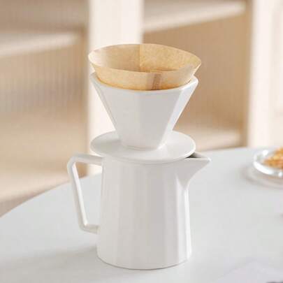 Luxury Ceramic Underglaze Minimalist Design Coffee Filter Cup, Octagonal Water Wave Pattern Drip Coffee Funnel, Handmade Coffee Filter Cup, Dishwasher And Microwave