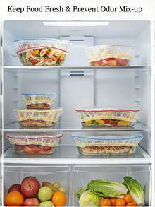 100PCS Disposable Elastic Bowl Covers, Universal Stretch Food Lids To Keep Fresh, Dust-Proof Plastic Wrap Alternative For Dish & Plate, Colorful Storage Bags For Bread Proofing & Outdoor Camping - White - View 4