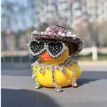 1pc Black Diamond Rubber Duck Car Decor - Fun Office Gift, Cool Dashboard Decoration, Suitable For Car Accessories, Quirky Design On Black Body, Durable PVC Material, Easy To Install, Highly Recommended - one-size - View 9