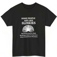 180GSM Pure Cotton Printed T-Shirt Men Humorous Cotton Some People Are Like Slinkies Print Soft Comfortable Breathable Durable With Funny Relatable Details Easy To Clean Perfect For Casual Daily Wear Sarcastic Humor Lovers And Playful Outfits - 黑色 - 查看 1