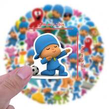 56PCS Pocoyo Decal Set, High-Quality Scrapbook Decals, Diary And Notebook Customization, Bumper And Skateboard Vinyl Decals, Water Bottle And Notebook Cartoon Adhesive Stickers, Helmet And Car Decal Collection, Mixed Cartoon Characters, Reusable, Irregularly Shaped Self-Adhesive Vinyl Decals - Multicolor - View 3