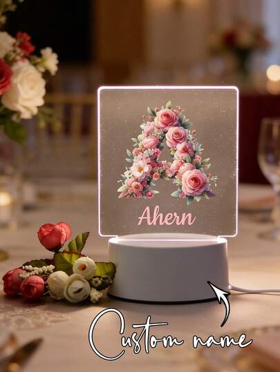 1pc Customized 26 English Alphabet Creative Gift, Personalized Valentine's Day Gift, Customized Name Night Light, Valentine's Day Gift For Girlfriend, Customized Valentine's Day Gift, Personalized Gift For Boyfriend/Girlfriend, Gift For Family/Friends, Night Light, Neon Light, Home Decor, Room Decoration, Holiday Decoration, Anniversary Gift, Birthday Gift, Wedding Gift, Bedroom Refresh