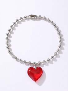 1pc Fashion European And American Punk Minimalist Heart Thick Chain Pendant Necklace, Couples Necklace - NZ2900 - View 3