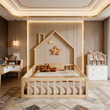 Kids Bed Frames, Headboards & Footboards - Natural + Pine + 90cm*200cm - View 1