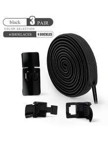 No-Tie Shoelaces With Buckle, White Polyester Material, Unisex Shoe Accessories Suitable For Sports Shoes, Casual Shoes, White Shoes, Basketball Shoes, Running Shoes Etc., Summer Shoe Accessories Gift,Shoe Rack,Storage Saver,Outdoor,Garden,Travel Essential,Portable,Beach Essential,Graduation Season,Commencement,Graduation Ceremony,Graduation Gift,Graduation Present,Graduation Gift,Graduation Present,Congrats Grad,Congratulations Graduate,Valedictorian,Finish School,Graduation Party - Black - View 13