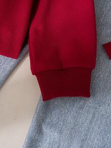 Girls Casual Solid Color Bow Decor Long Sleeve Top And Pants 2 Pieces Set, Regular Fit, Suitable For Spring And Autumn - Burgundy - View 6