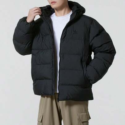 Adidas 男士连帽羽绒服，商用羽绒休闲运动外套，舒适上衣
