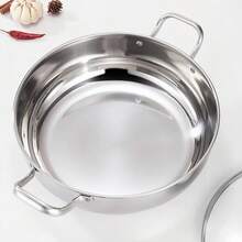 大容量不锈钢火锅，不锈钢汤锅，适用于电磁炉，底部快速导热，316不锈钢材质 - 銀色 - 查看 5