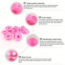 1/10 PCS Heatless Hair Curlers, For All Hair Types, Manual Mushroom Bell Curls-No Heat Styling Perm Rods / Small & Large Silicone Rollers, Easy DIY Curling Tool (Pink) - Multicolor - View 7