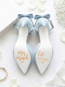 1/6/12pcs Custom Wedding Shoes Decal, Customize Text,Custom Ich Will Sticker, Wedding Shoes Sticker, Personalized Wedding Shoes Sticker, Custom Mr And Mrs,Something Blue Decal, Wedding Shoes Decal, Bride Shoe Stickers, Wedding Day Accessories - Multicolor - View 3