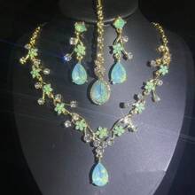 1 Set Luxury Elegant Earrings, Necklace, Headchain 4pcs Jewelry Set, Inlaid Artificial Gems, Suitable For Brides, Weddings, Banquets, Parties - Jewelry Set - View 2